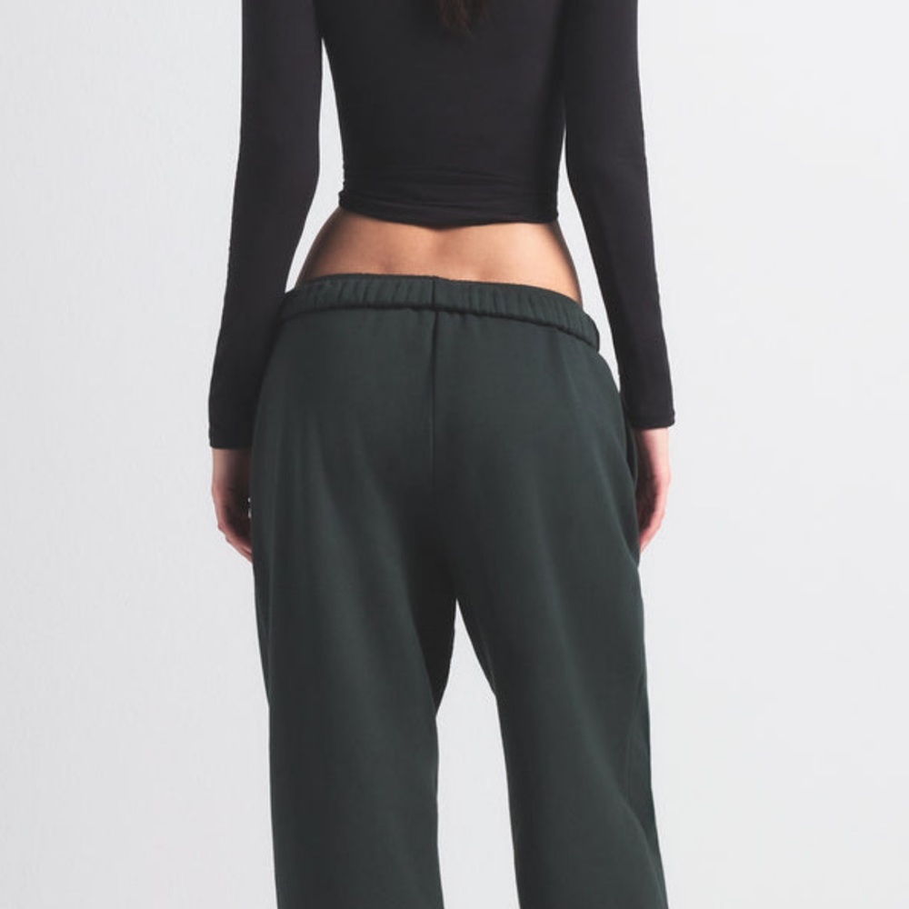 SKIMS NWT Classic Cotton Fleece Straight Leg Pants - Spruce - Picture 2 of 6